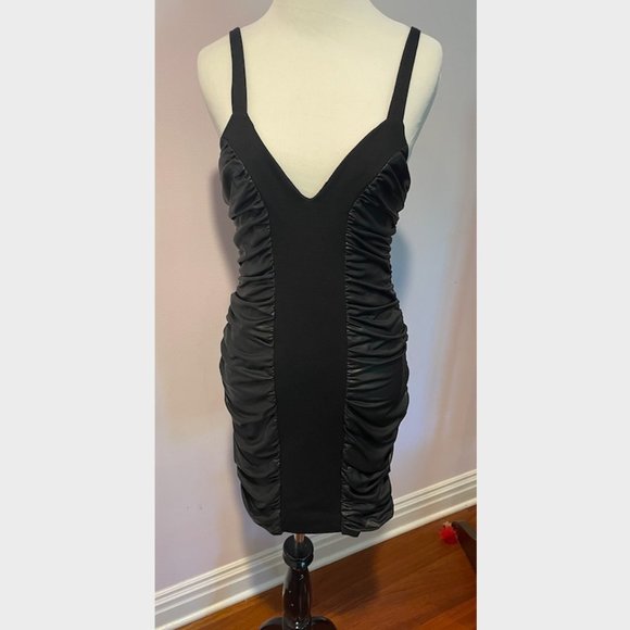 COPY - COMPAGNIA ITALIANA Black Faux Leather Dress Size M - Picture 1 of 3